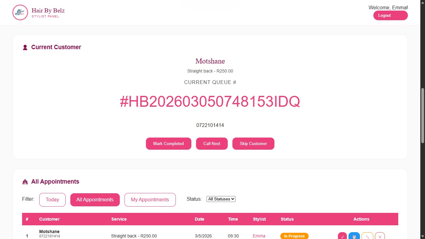 Hair By Belz Stylist Dashboard View 2