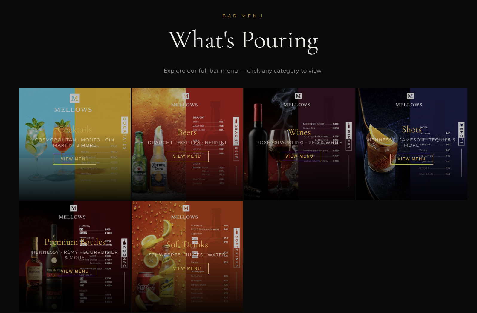 Mellow's Lounge Drinks & Pouring